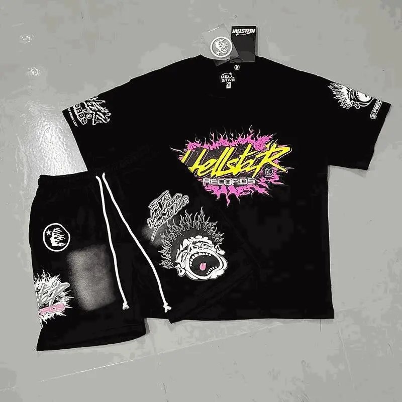 Hellstar Records Black T-Shirt and Shorts Set