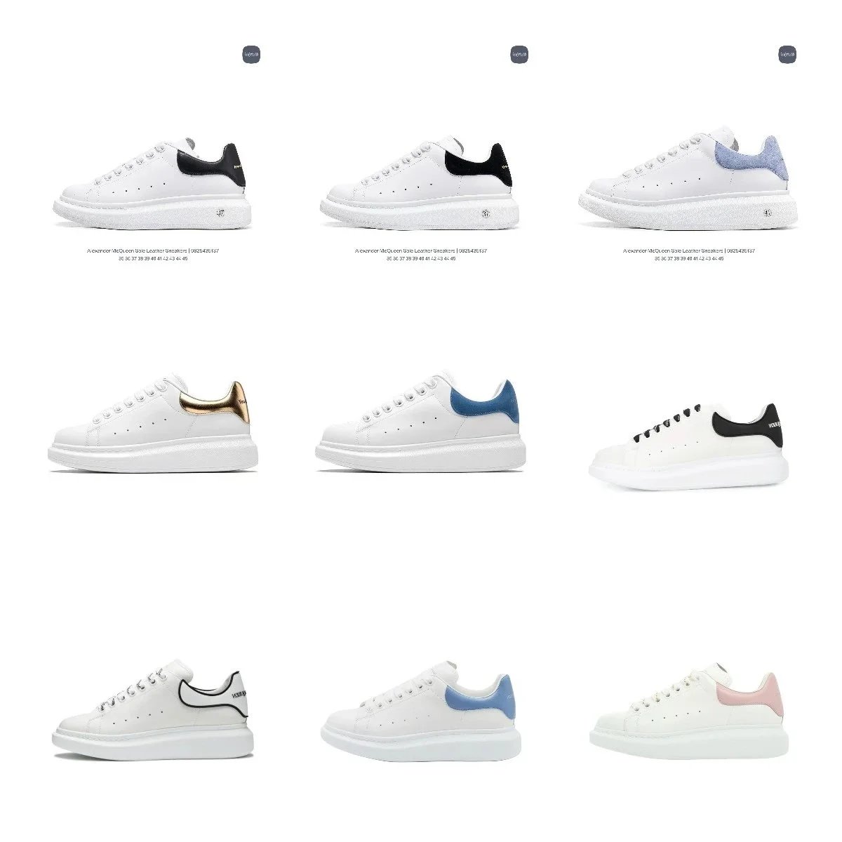 Alexander McQueen White Leather Sneakers with Colorful Heel Tab