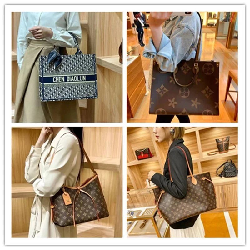 Luxury Monogram Canvas Tote Bag for Women Fashion Shoulder Handbag