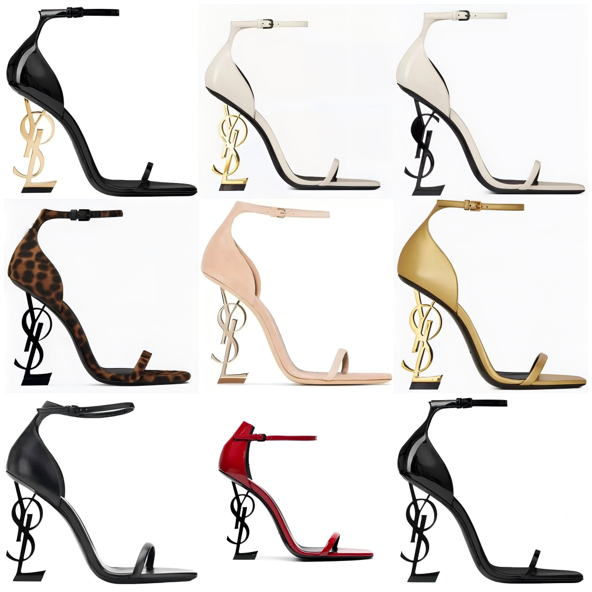 Saint Laurent Women's YSL Heel Sandals with Logo High Heels