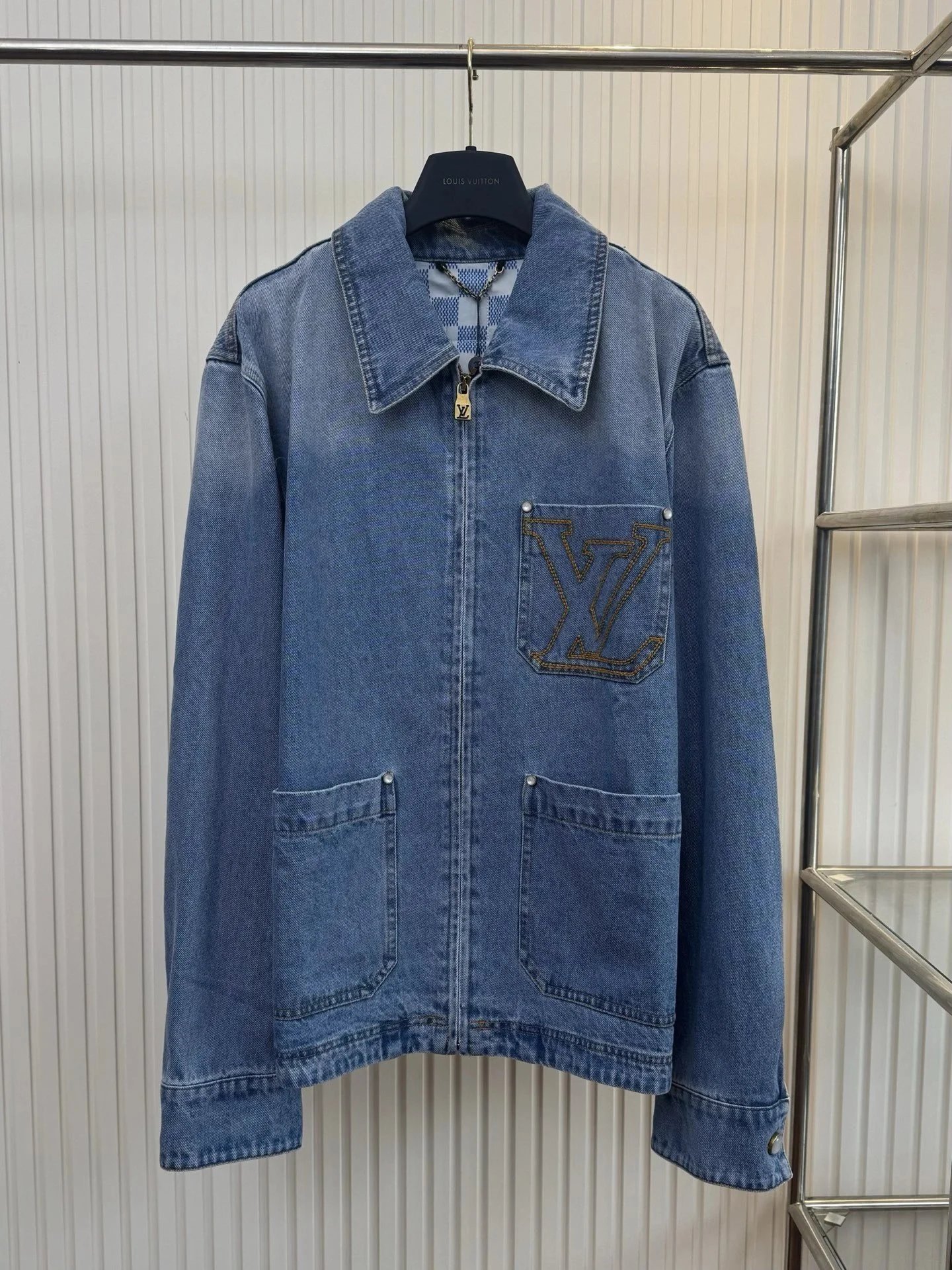 Louis Vuitton Denim Jacket with LV Logo Pocket