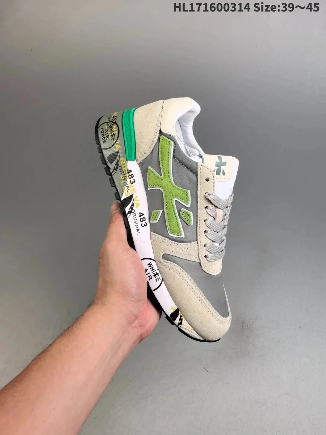 HL171600314 Men's Casual Sneakers Gray Green White Sport Shoes