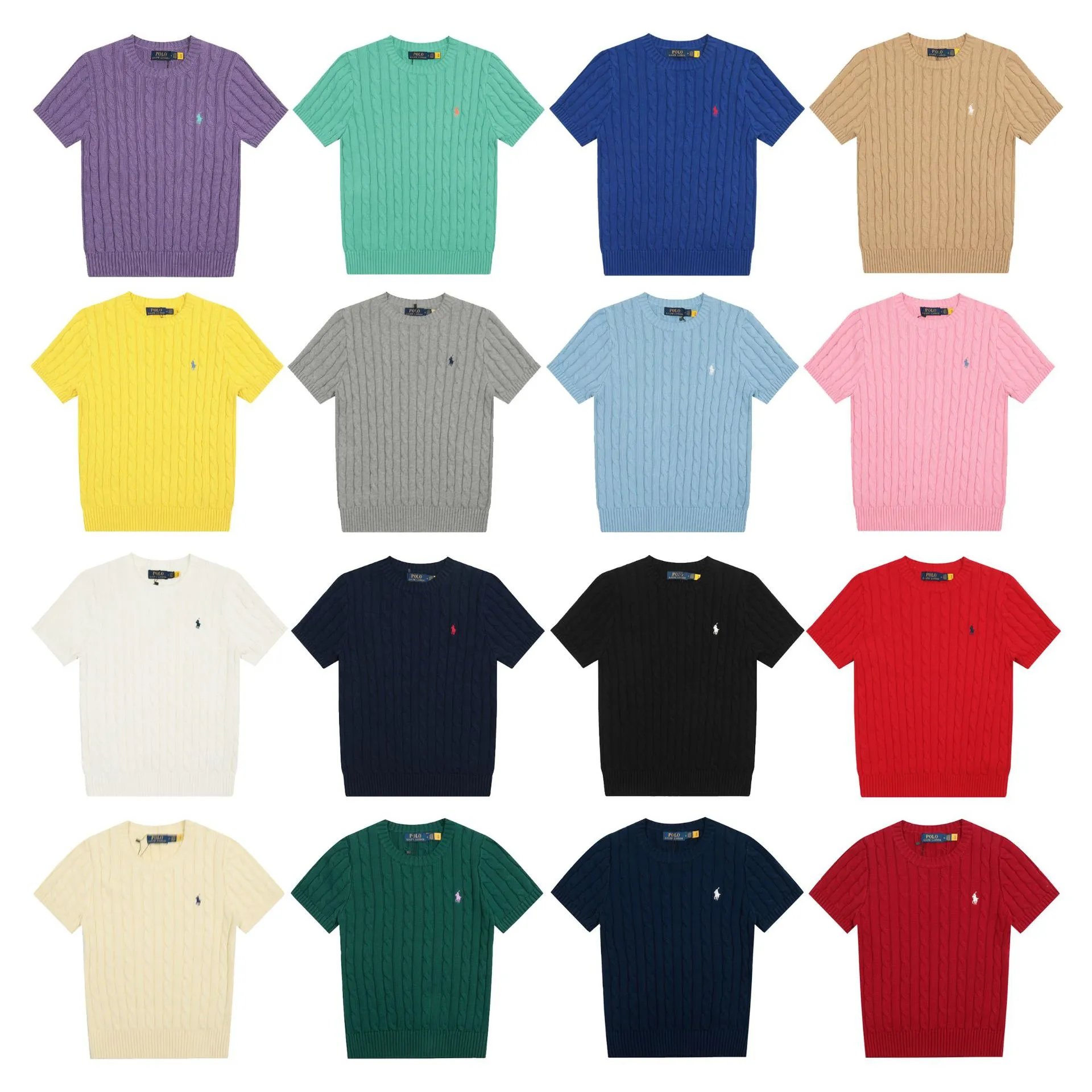 Ralph Lauren Men's Cable Knit Short Sleeve Sweater Shirt