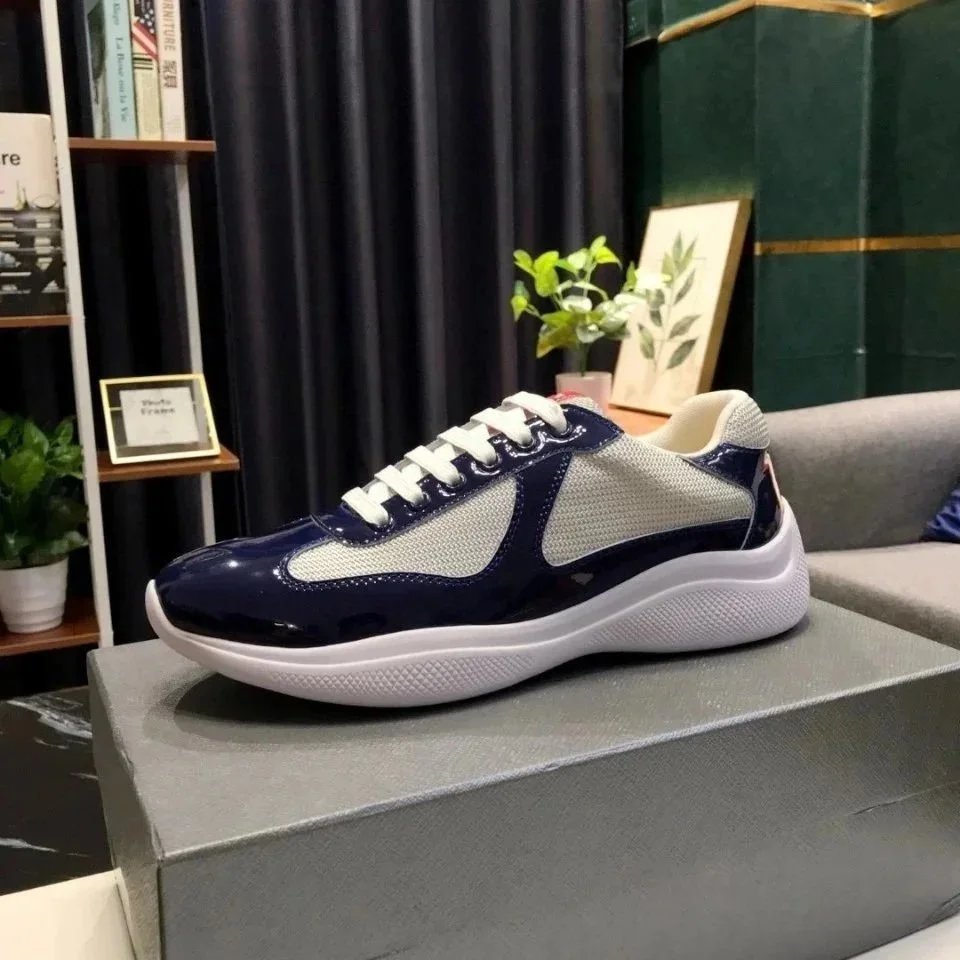 Stylish Navy Blue and White Mesh Running Shoes for Women