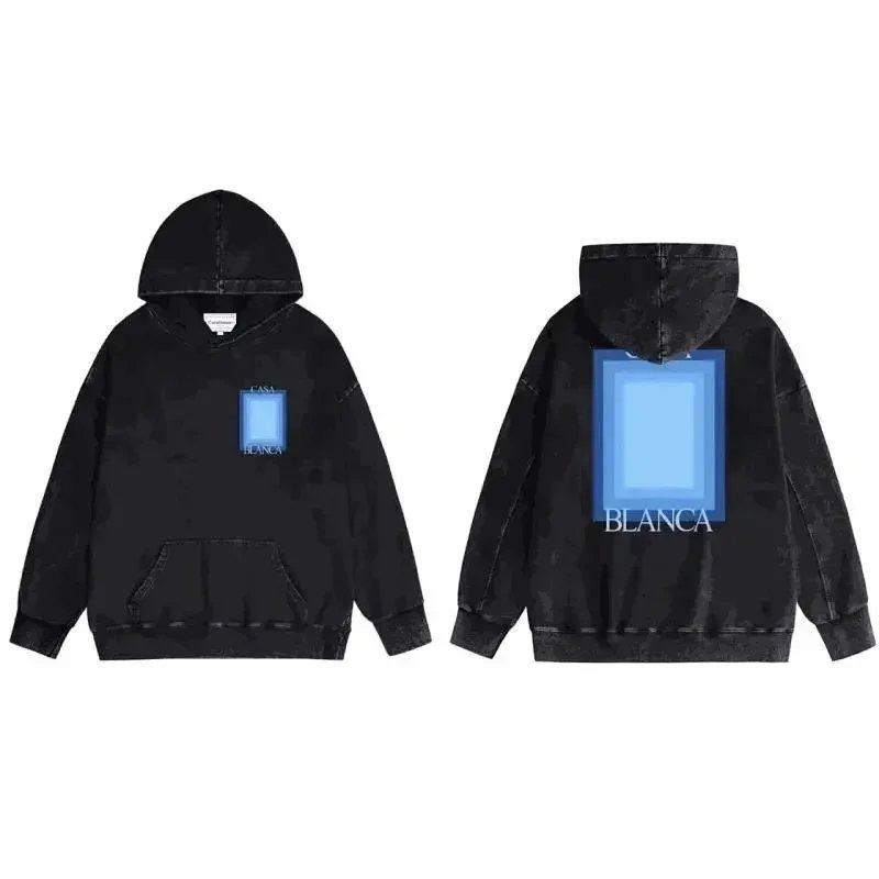 BLANCA Black Hoodie with Blue Square Logo Design