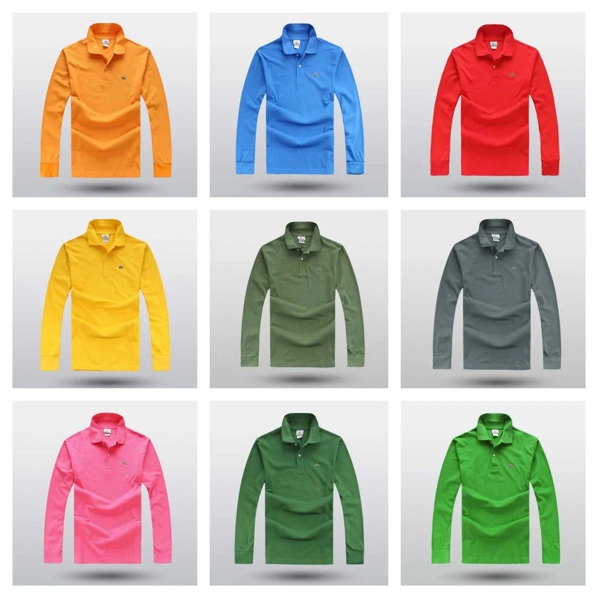 Men's Long Sleeve Polo Shirt Classic Fit Cotton Pique
