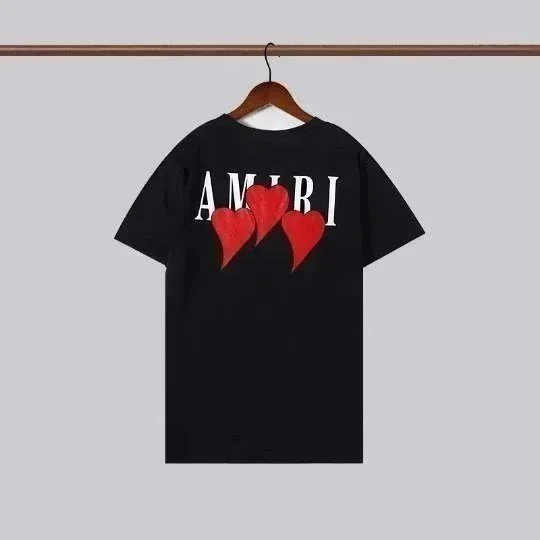 AMIRI Black T-Shirt with Red Hearts Logo