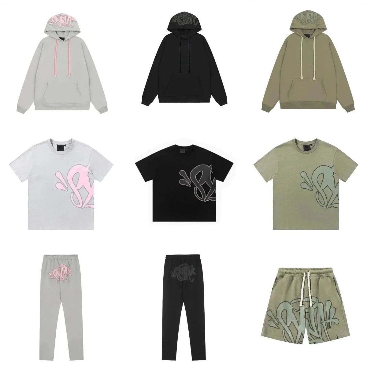 SANK Graffiti Logo Hoodie T-Shirt Pants Shorts Set