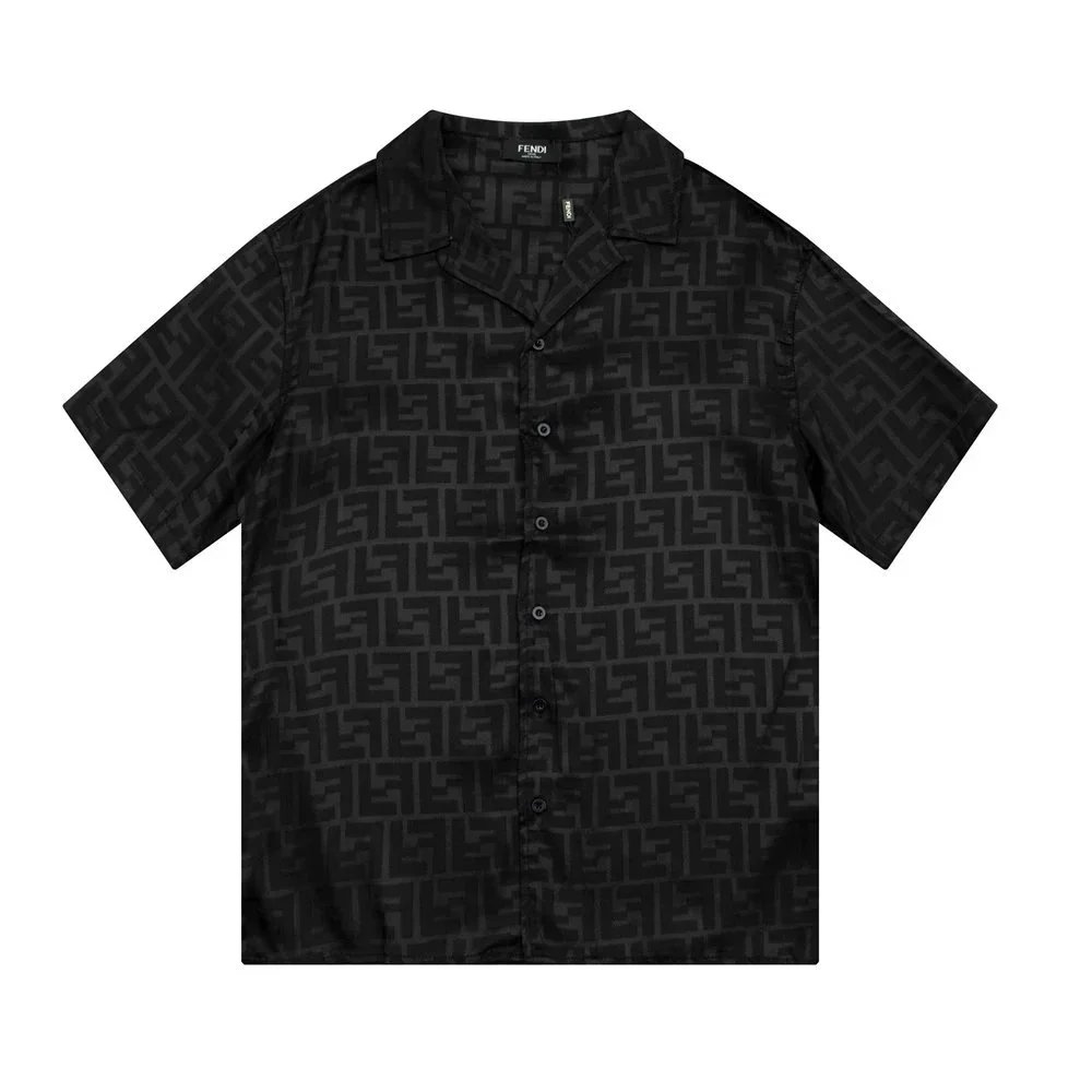 FENDI Black FF Logo Pattern Short Sleeve Shirt