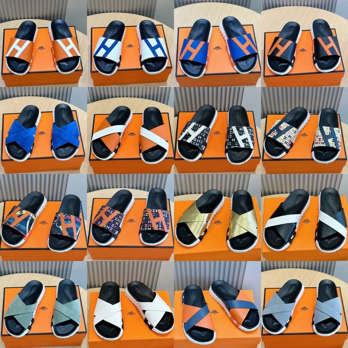 Hermès H Logo Slide Sandals Men Women Fashion Slides