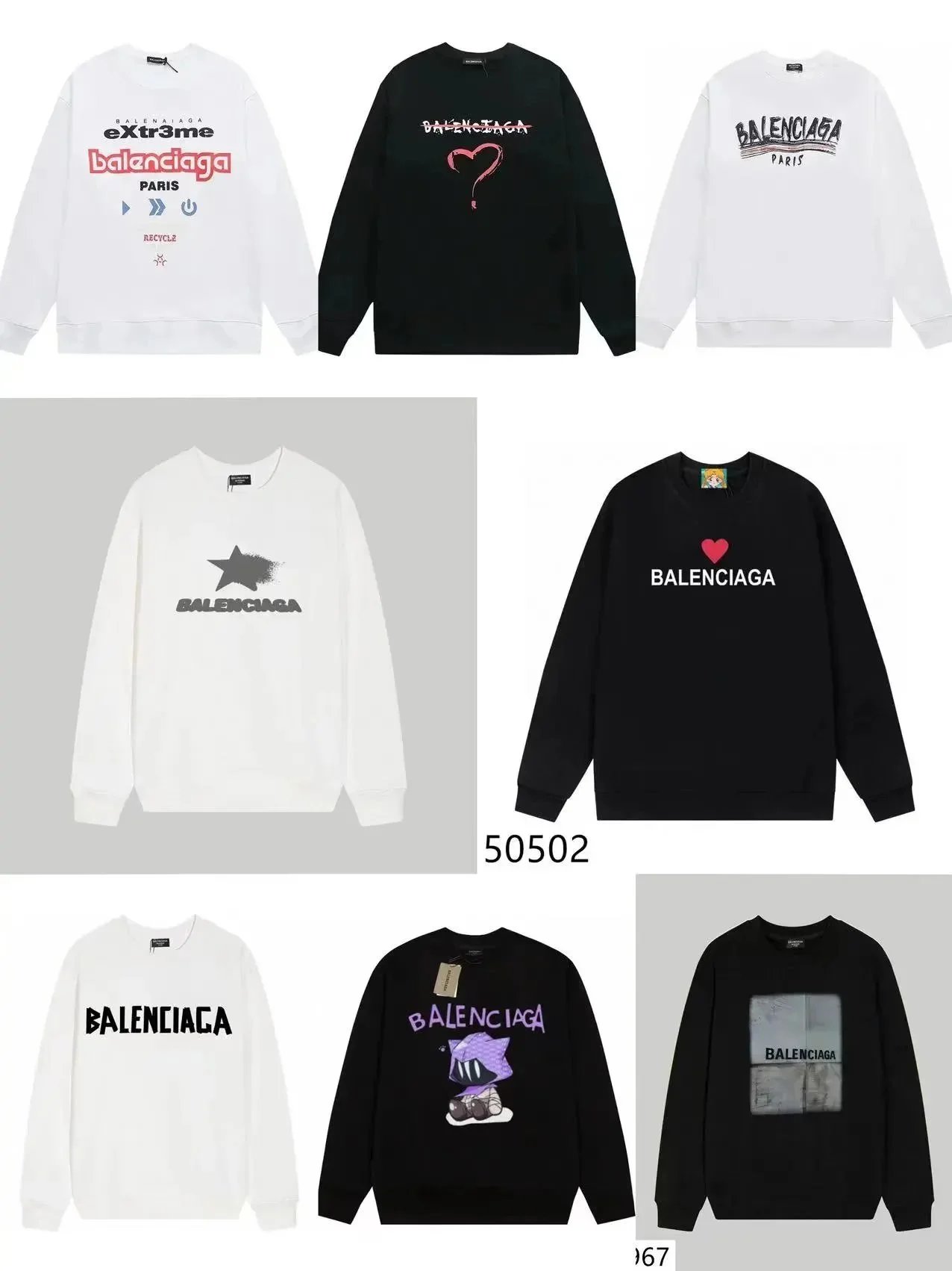 Balenciaga Sweatshirts Paris Logo Crewneck Sweatshirt Men Women Fashion Streetwear