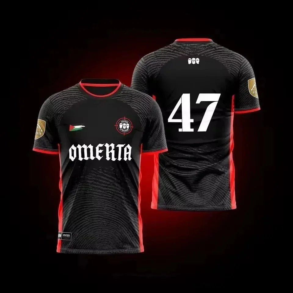 Omerta Black Red Football Jersey 47 Number Design