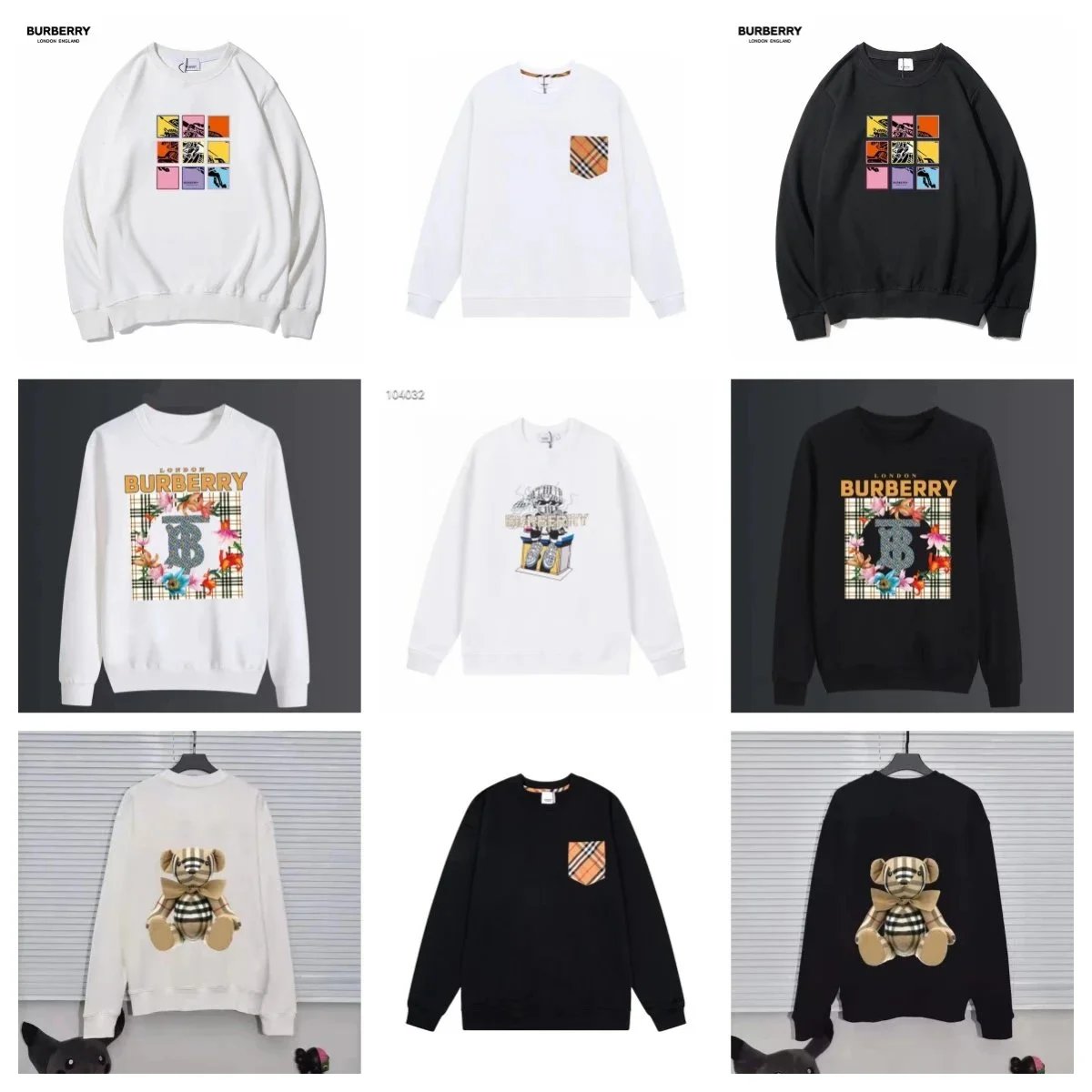 Burberry Sweatshirts with Iconic Logo and Bear Design