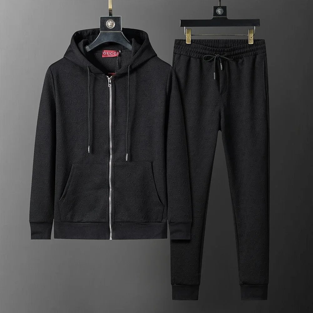 Gucci Black Monogram Hoodie and Jogger Set for Men