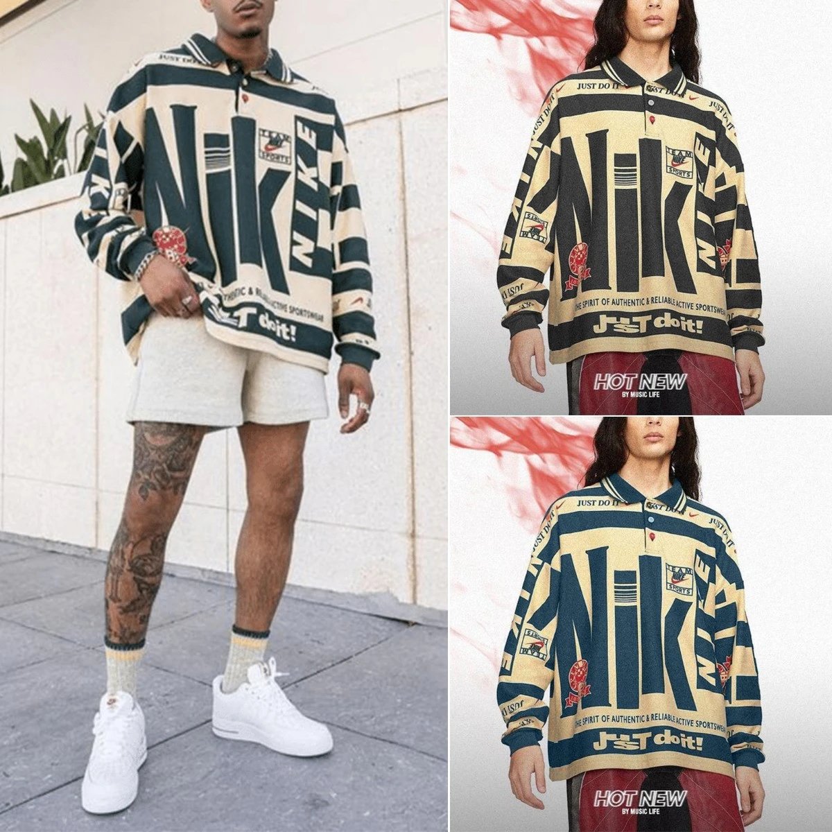 Nike Oversized Logo Polo Shirt Men's Streetwear Sportswear