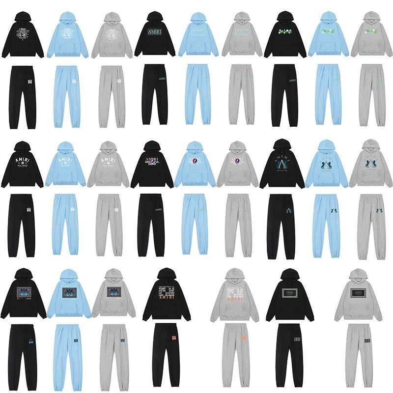 AMIRI Hoodie and Sweatpants Set for Men Women Fashion Streetwear Outfit
