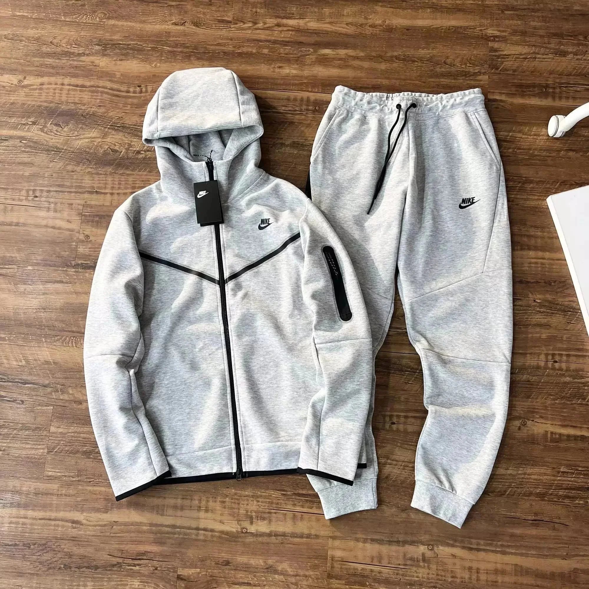 Nike Gray Hoodie and Sweatpants Set for Men Women