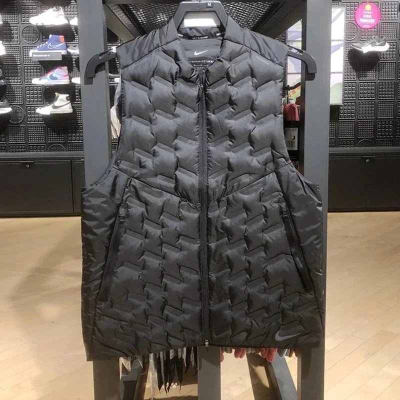 Nike Women's Therma-FIT Vest Black Quilted Warm Winter Sleeveless Jacket