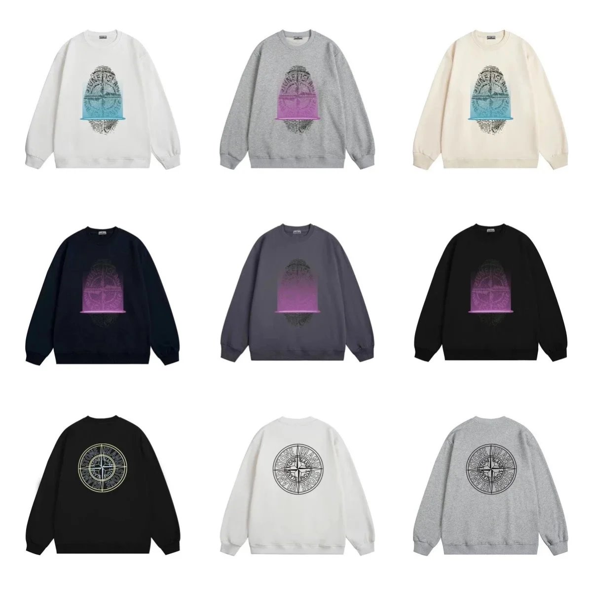 Stone Island Gradient Logo Sweatshirt Unisex Oversized Crewneck