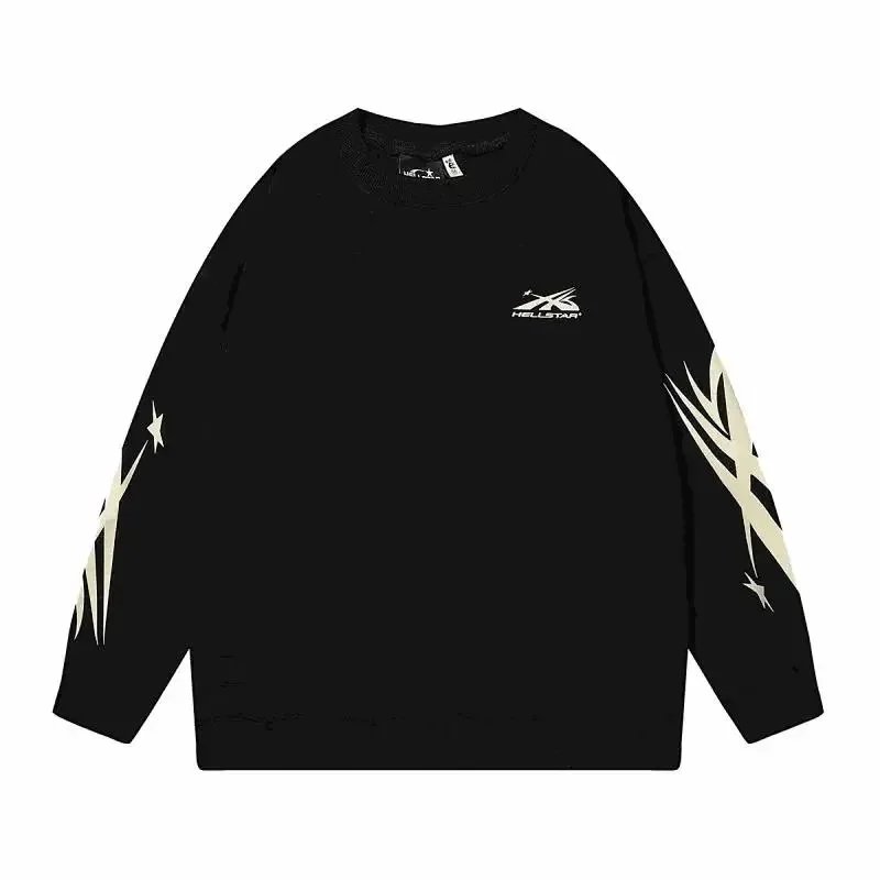 Black Long Sleeve Sweatshirt with Star Pattern Design