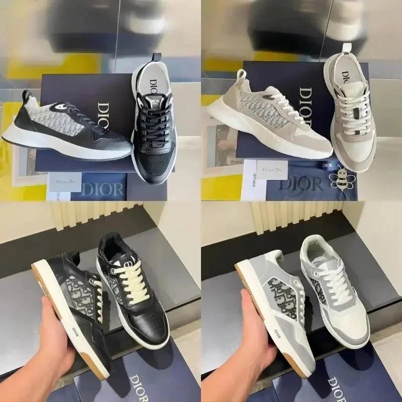 Dior Men's Sneakers with Oblique Pattern and Chunky Sole