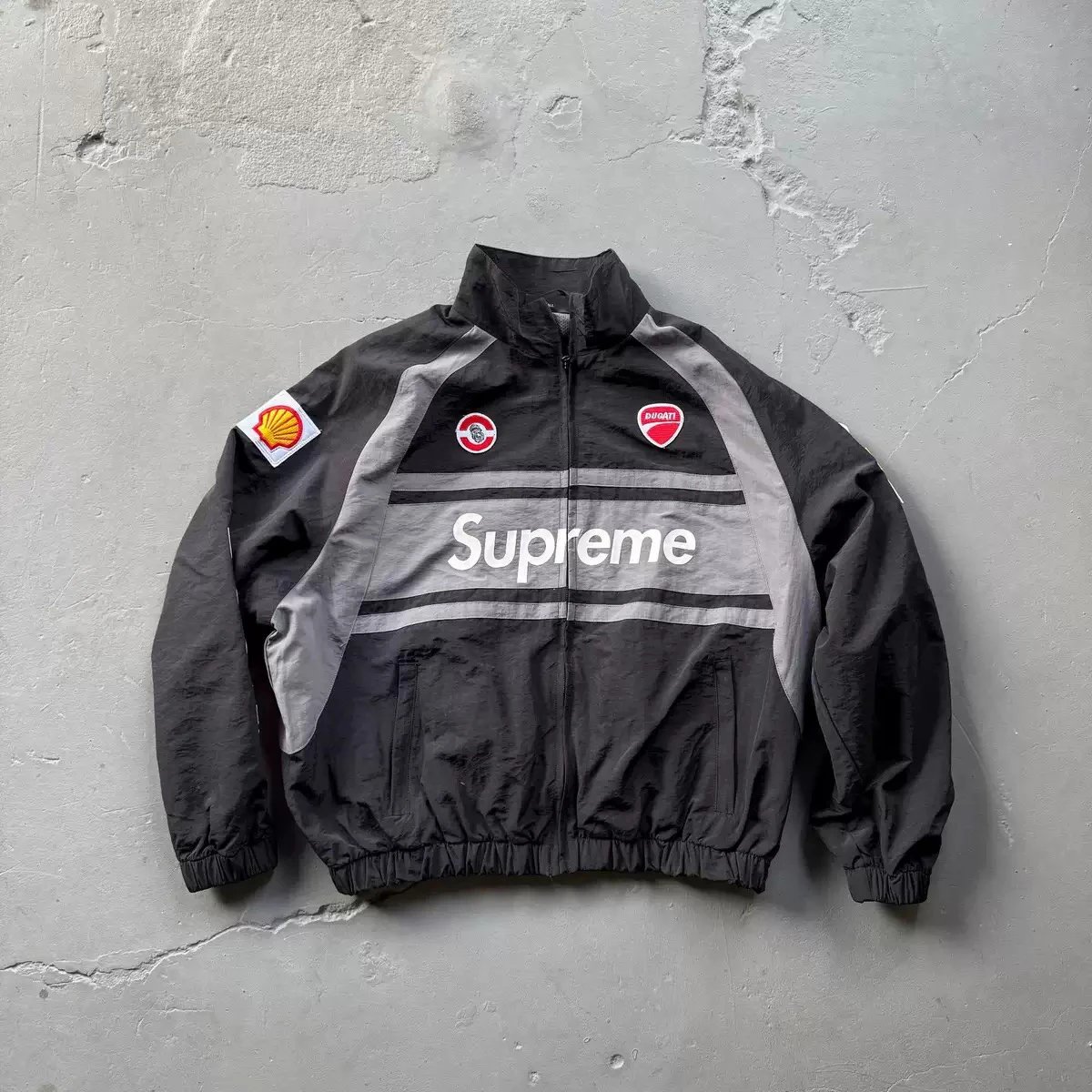 Supreme x Ducati Shell Track Jacket Black Gray