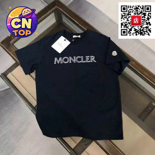 Moncler Logo Print Black T-Shirt for Men and Women
