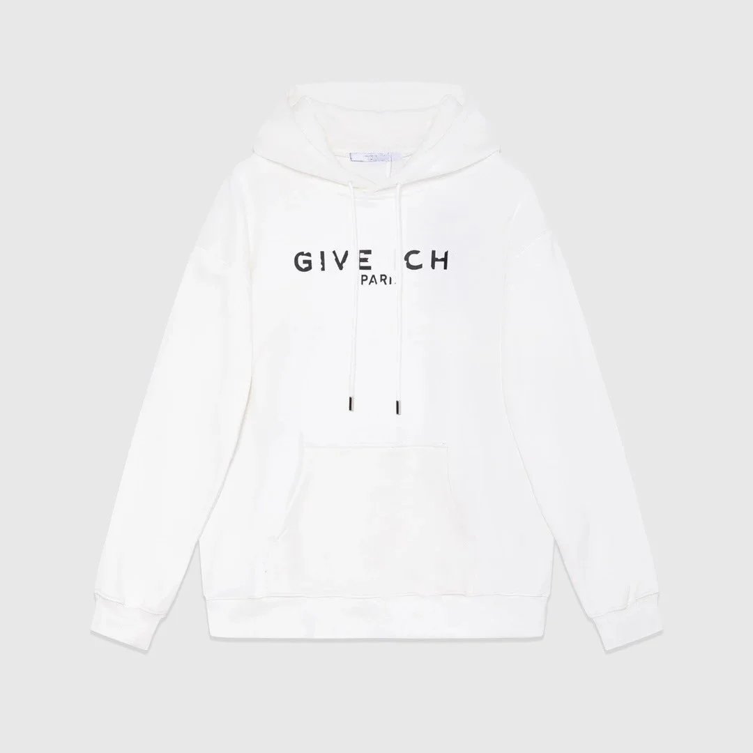 White Logo Print Hoodie for Men and Women