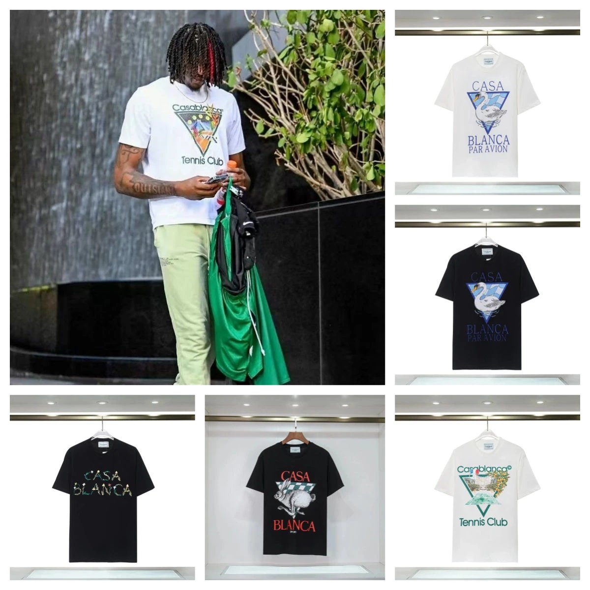 Casa Blanca Tennis Club T-Shirt Men's Fashion Streetwear Graphic Tee