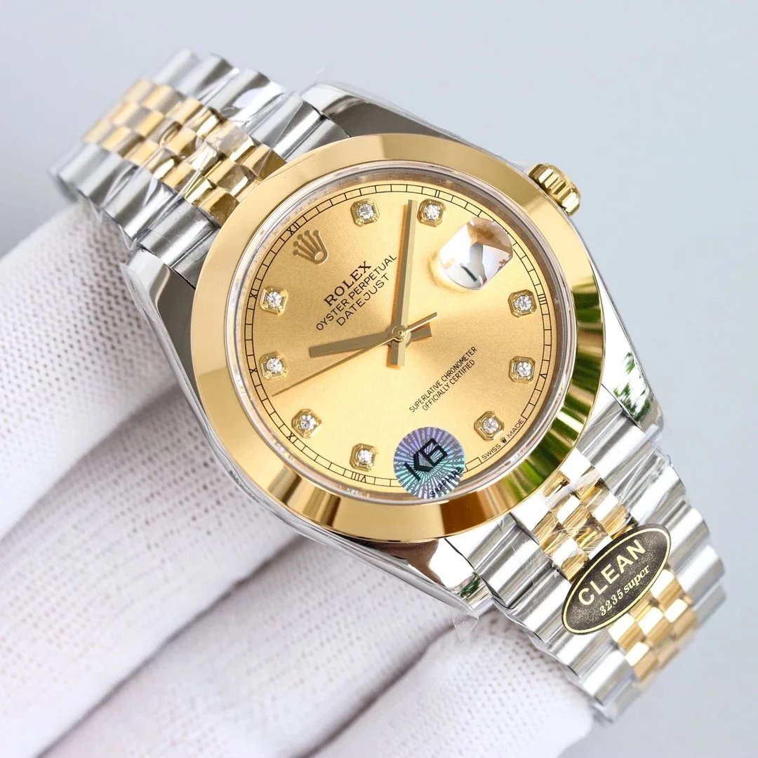 Rolex Oyster Perpetual Datejust Two-Tone Gold Watch with Diamond Hour Markers