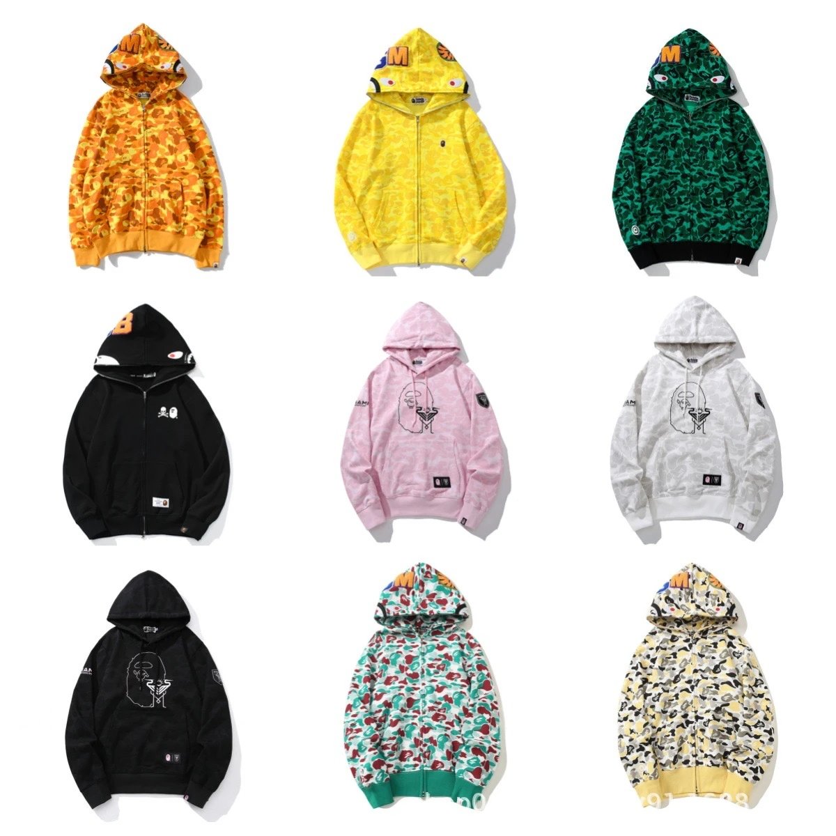 BAPE Camo Hoodie Zip-Up Sweatshirt Men's Streetwear Fashion