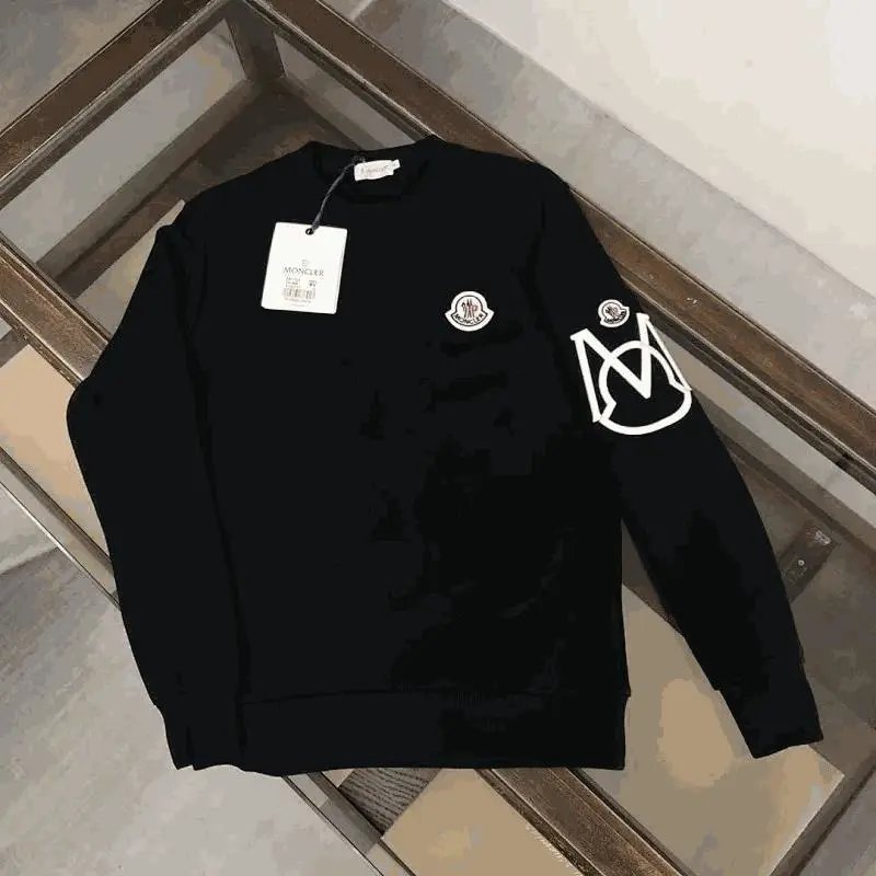 Moncler Black Crewneck Sweatshirt with Logo Patch