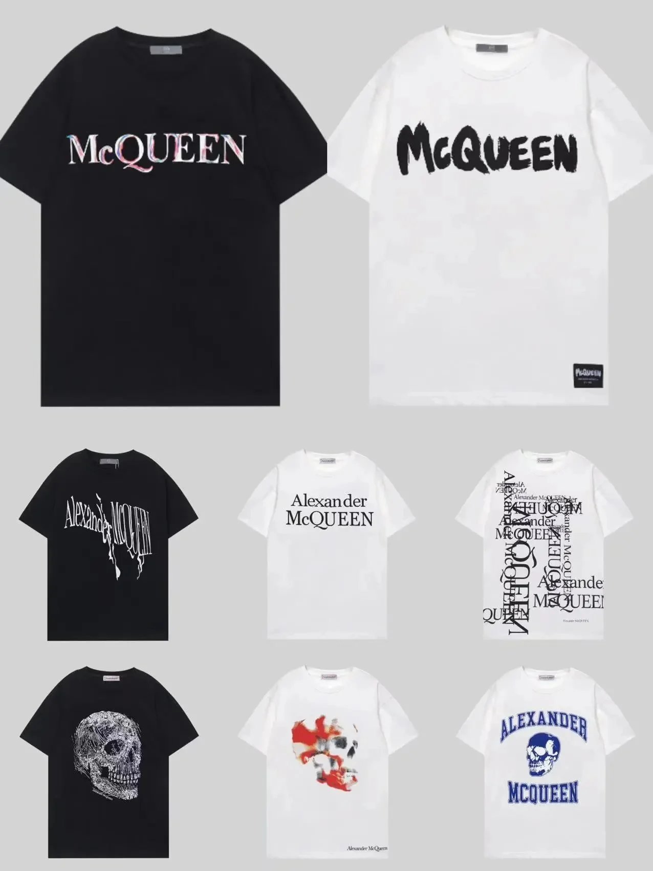 Alexander McQueen T-Shirts with Logo and Skull Design