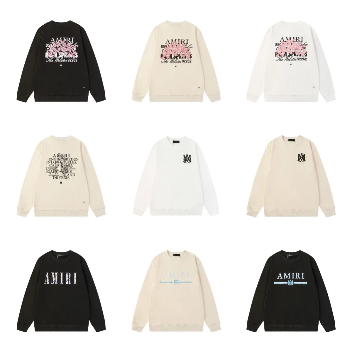 AMIRI Crewneck Sweatshirts with Floral and Logo Designs