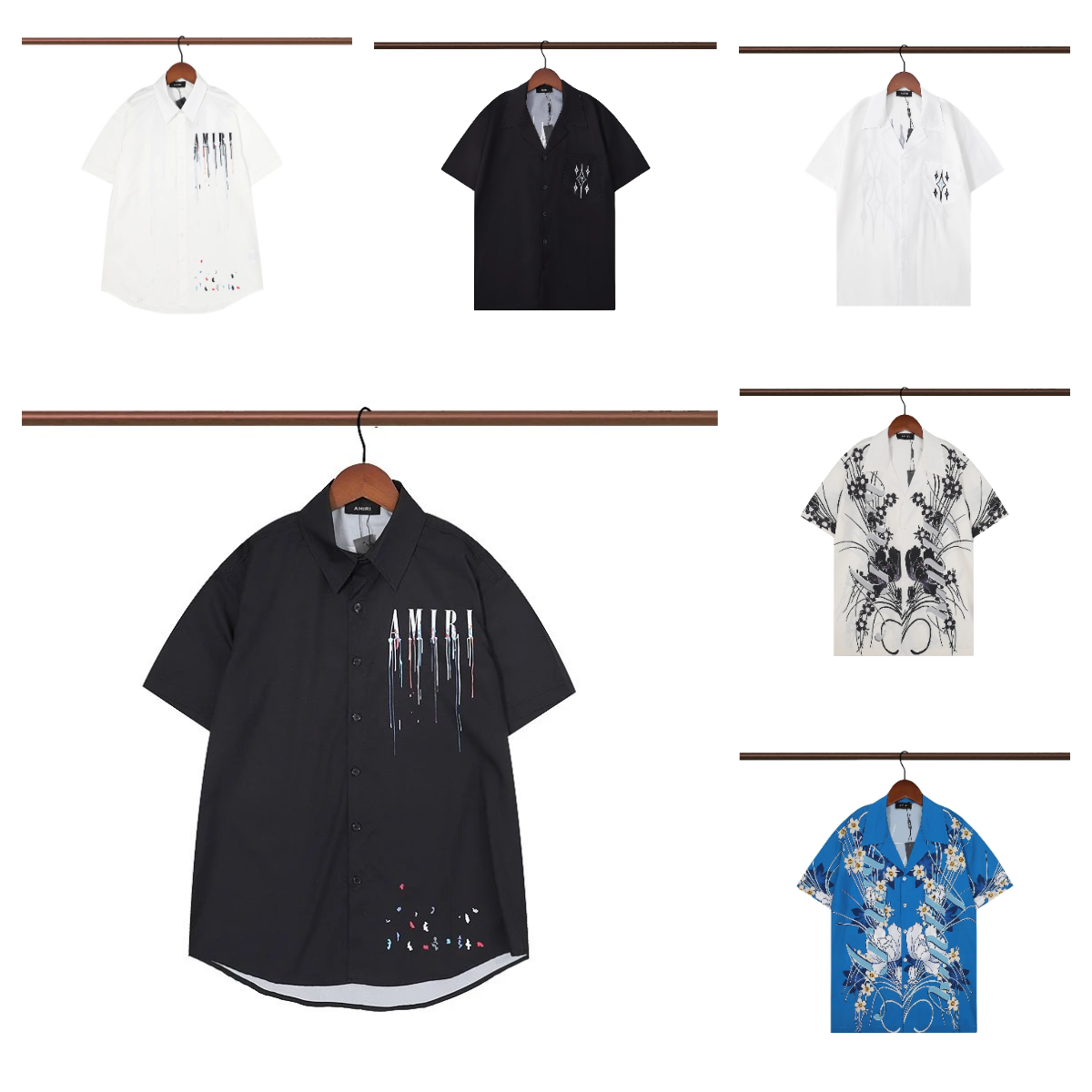 AMIRI Short Sleeve Button-Up Shirt Men's Fashion Streetwear