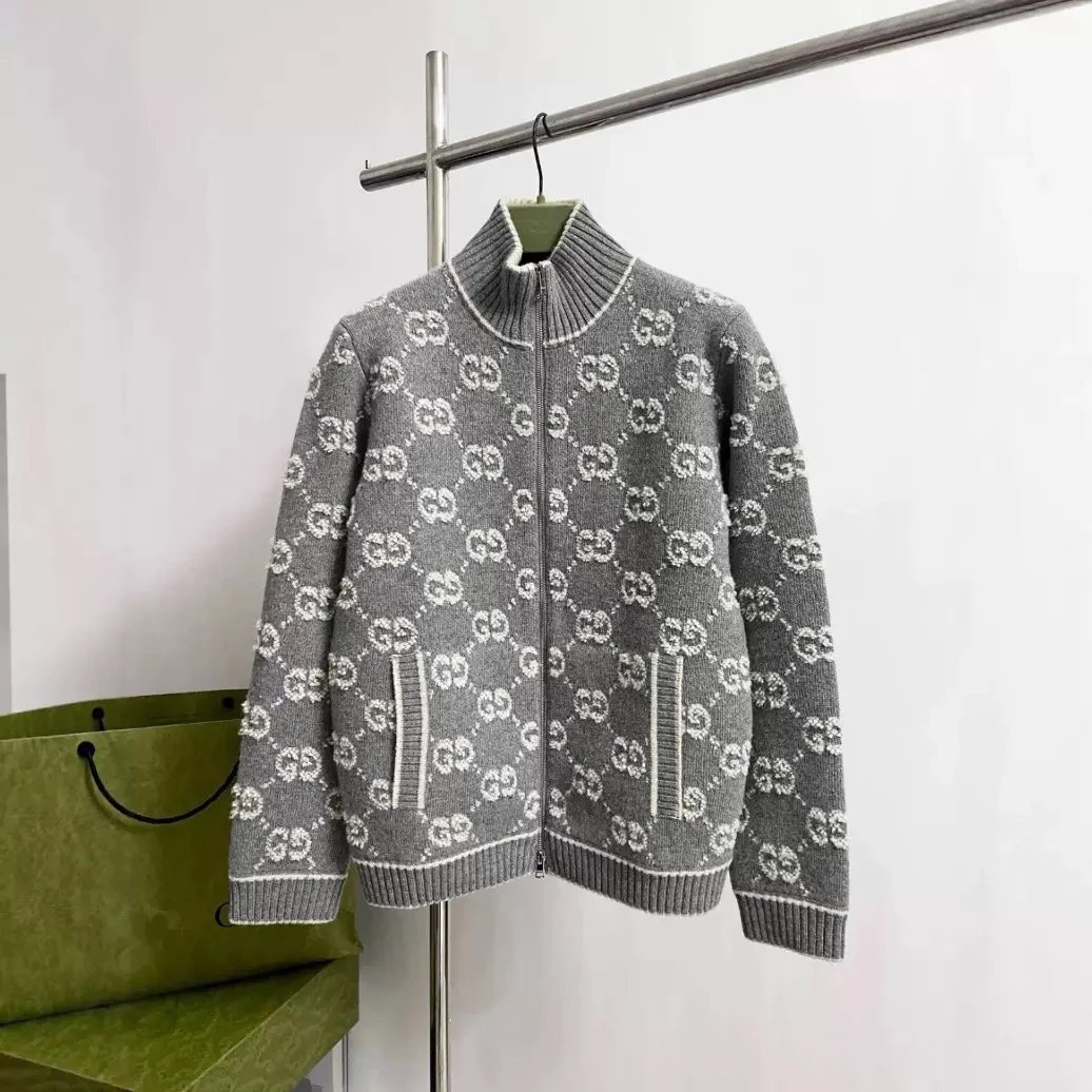 Gucci GG Monogram Knit Zip-Up Jacket