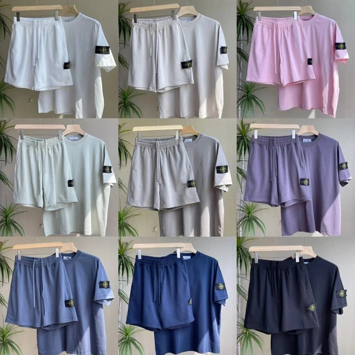Stone Island Unisex Cotton T-Shirt and Shorts Set