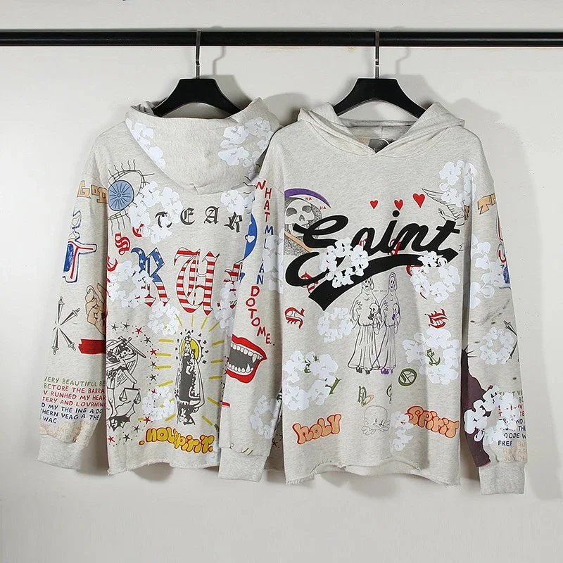 Saint Graffiti Print Hoodie Oversized Streetwear Sweatshirt