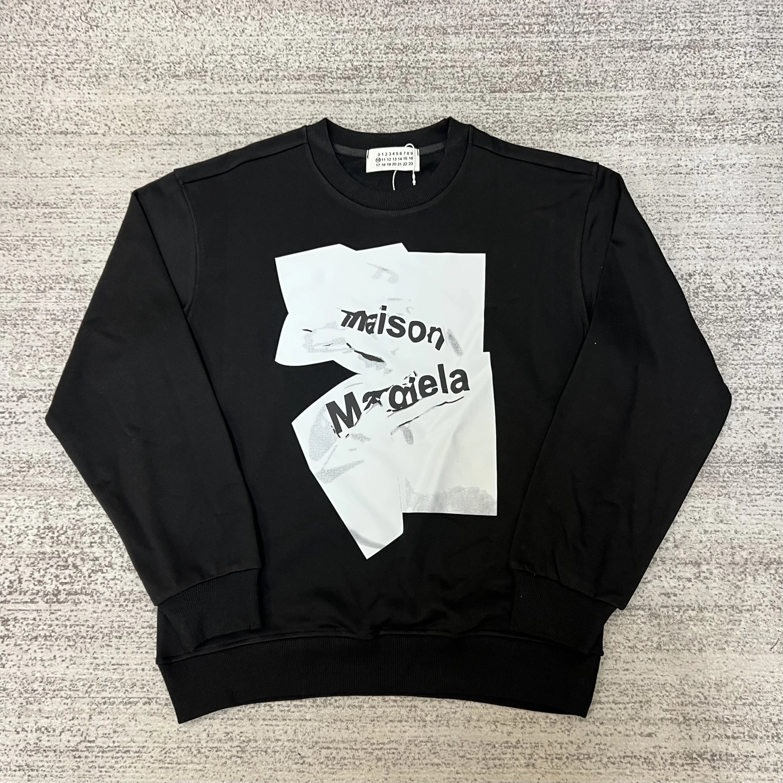 Maison Margiela Black Sweatshirt with Deconstructed Logo Print